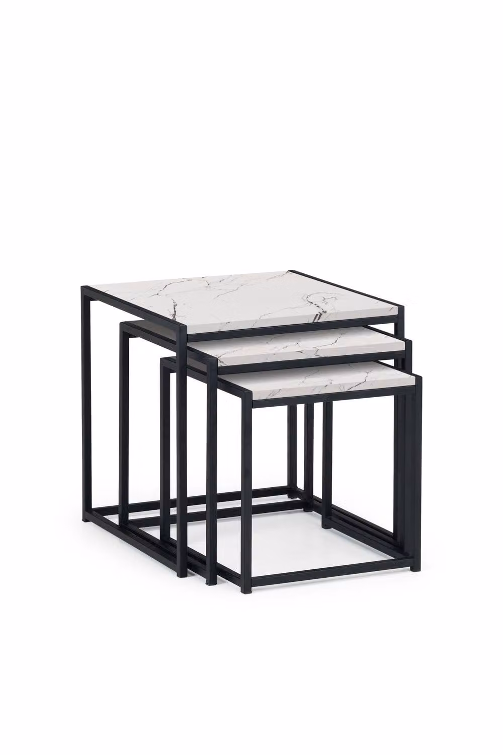 Julian Bowen Tribeca Nest of 3 Side Tables in White Marble Effect – 2