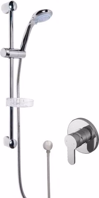 Balterley Concealed Round Manual Valve Multi Function Handset and Slide Rail Kit in Silver
