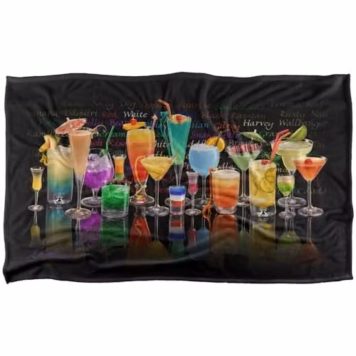 JQ Licensing Royce Mcclure Cocktails Tropical Drinks Super Soft Fleece Throw Blanket, Multicolour, W/D/H: 91 x 147 cm