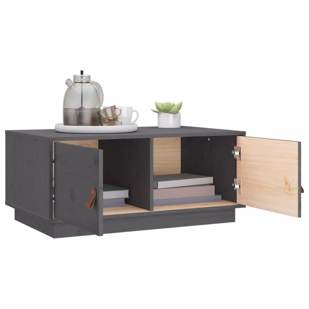 Berkfield Home Grey Rustic Solid Pine Coffee Table W/D/H: 80 x 50 x 35 cm – 3
