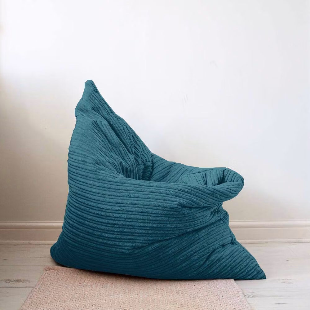 rucomfy Jumbo Cord Bean Bag Floor Cushion in Petrol Blue with Removable Cover – 2