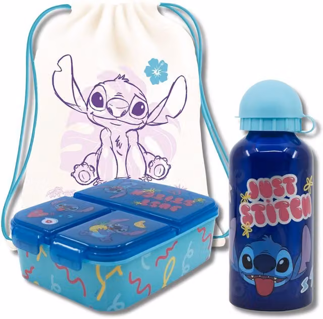 Stitch Insulated Lunch Set with Compartments and Bag in Blue