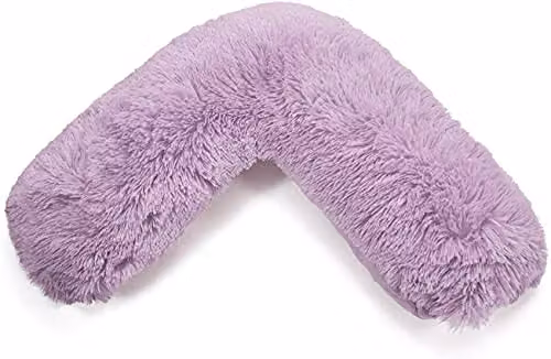NIGHTZONE Teddy V Shaped Maternity Pillow and Fleece Cover Set in Lilac Purple for Neck and Back Support – 1