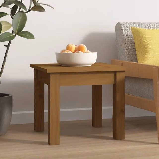 Berkfield Home Rustic Solid Wood Pine Coffee Table, Honey Brown, W/D/H: 35 x 35 x 30 cm