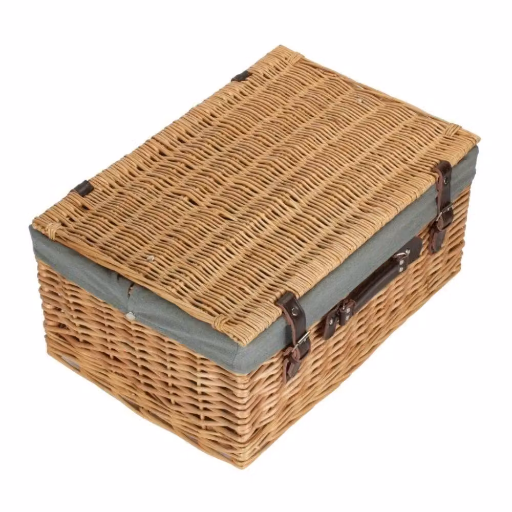 Red Wicker Picnic Basket Hamper with Grey Cotton Lining, Width: 51 cm – 2