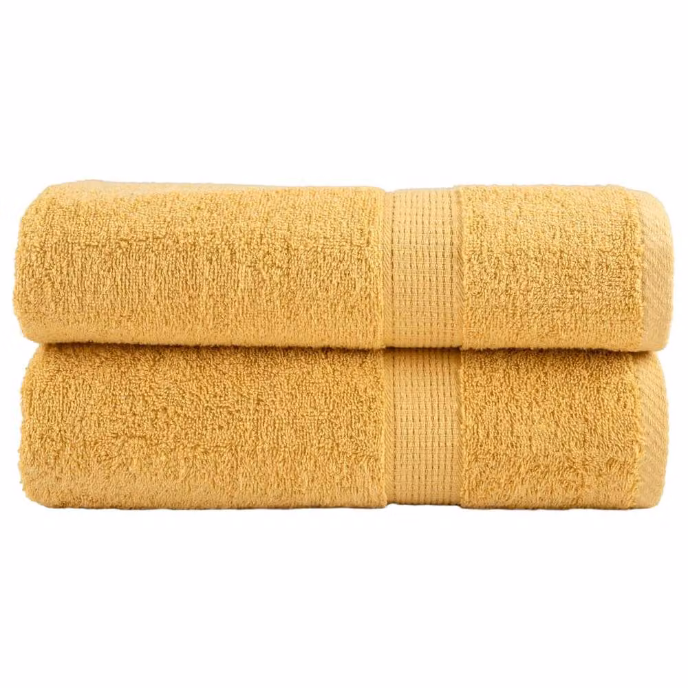 Berkfield Home SOLUND Premium Cotton Terry Hand Towels, Gold, 2 Pack, W: 50 cm, L: 100 cm, 600gsm – 2