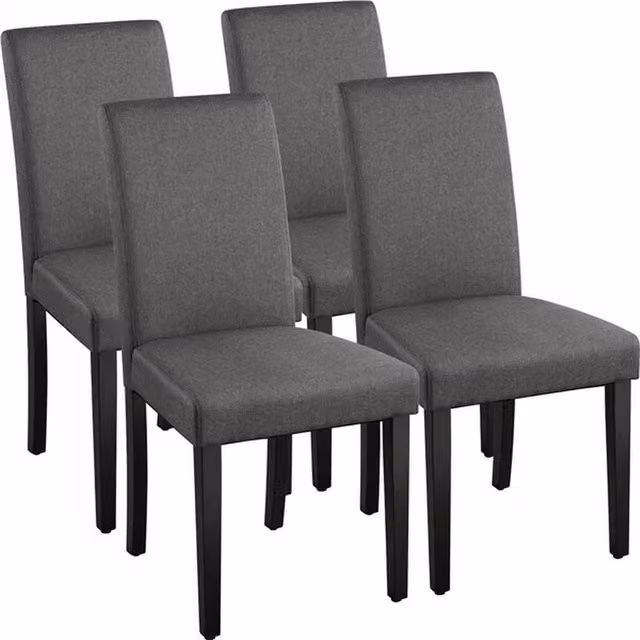 PAWNORA Set of 4 Grey Fabric Upholstered Dining Chairs