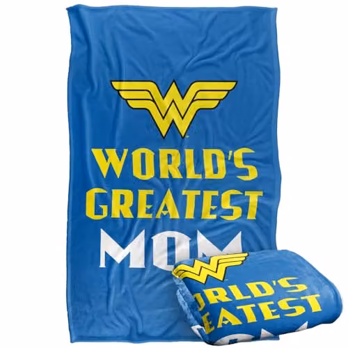 LOGOVISION Wonder Woman Worlds Greatest Mom Super Soft Fleece Throw Blanket, Multicolour, W: 91.44 cm, L: 147 cm – 1