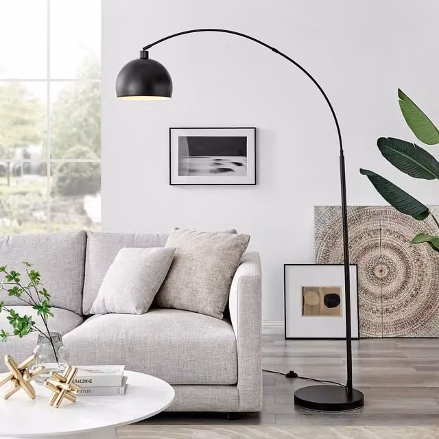 FurnitureboxUK Holden Black Metal Floor Lamp with Bulb Included