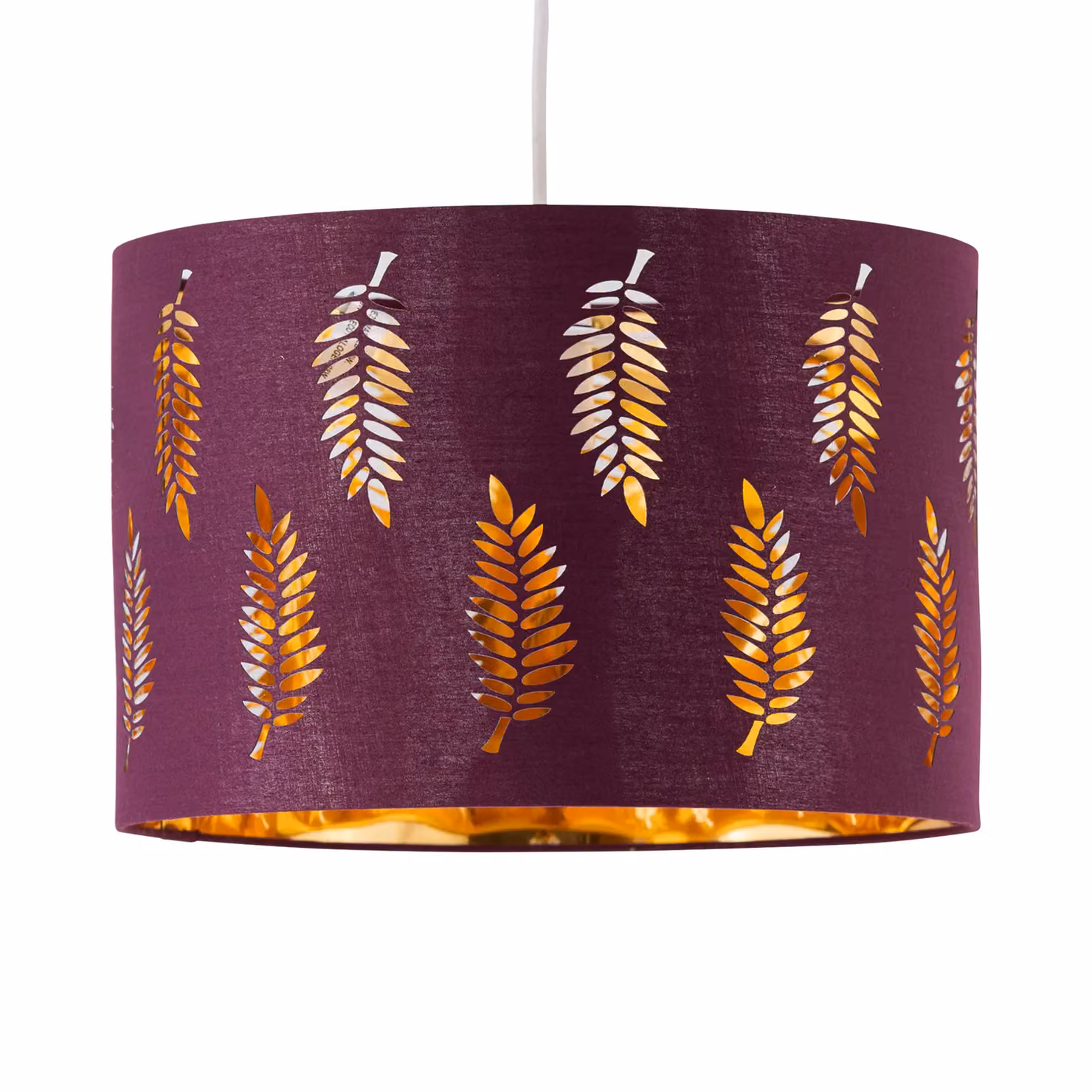First Choice Lighting Set of 2 Fern Burgundy Cut Out Round Pendant Lightshades, Diameter: 30 cm – 2
