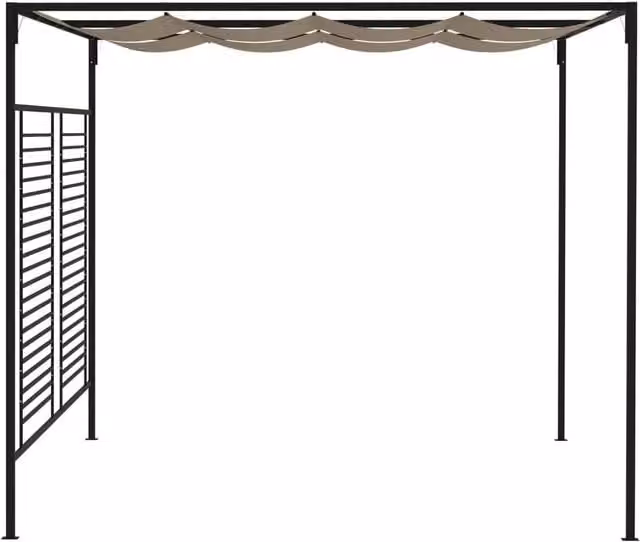 Berkfield Home Gazebo with Retractable Roof, Beige, W: 400 cm, D: 300 cm, H: 230 cm