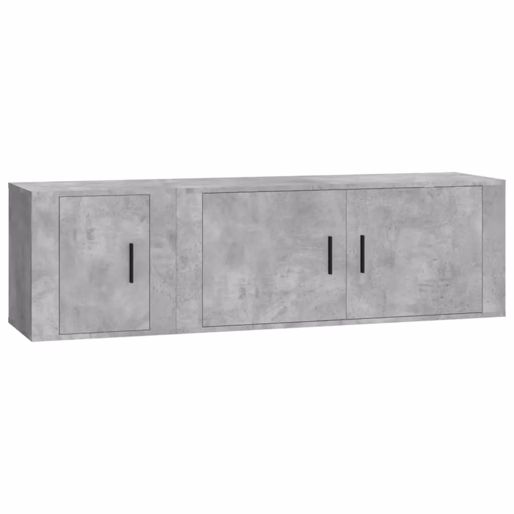 Berkfield Home Modern 2 Piece Wall Mounted TV Cabinet Set in Concrete Grey Matt Engineered Wood – 2