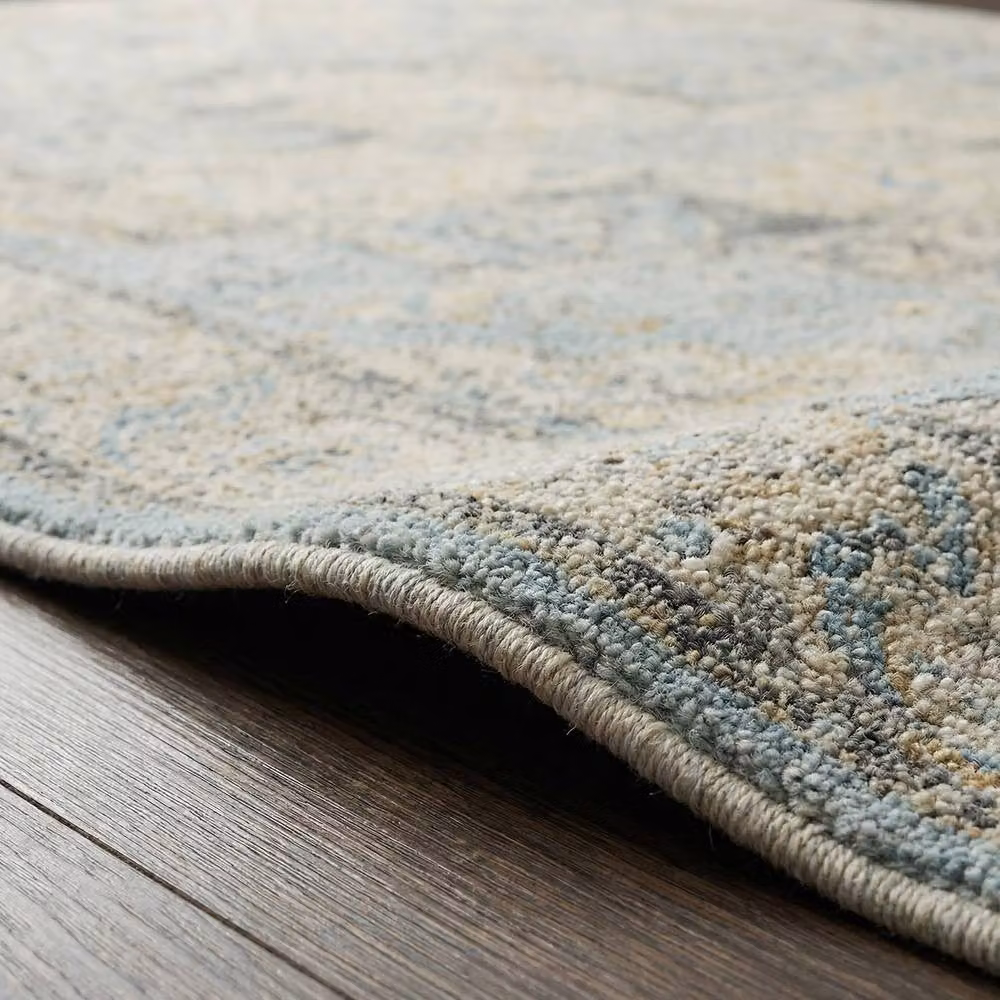 Livabliss Avellino Vintage Boho High Pile Living Room Rug in Beige, Blue and Grey, W: 160 cm, L: 215 cm – 3