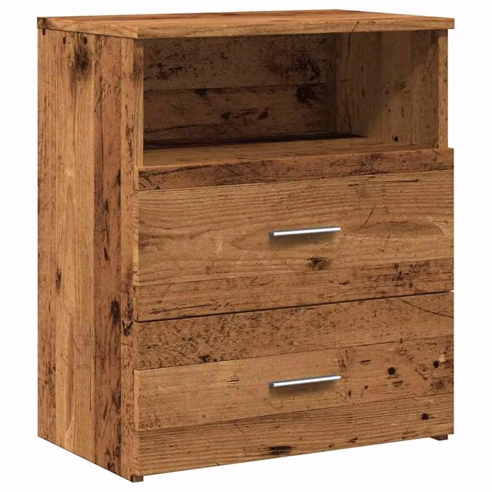 Berkfield Home Set of 2 Stylish Bedside Cabinets in Brown Old Wood, W/D/H: 50 x 32 x 60 cm – 3