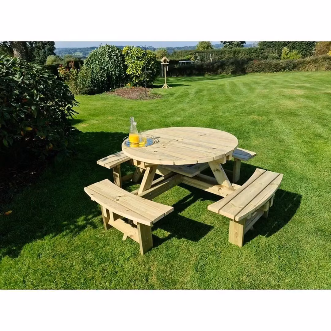 Churnet Valley Garden Furniture Ltd Westwood Round Picnic Table in Brown – 2