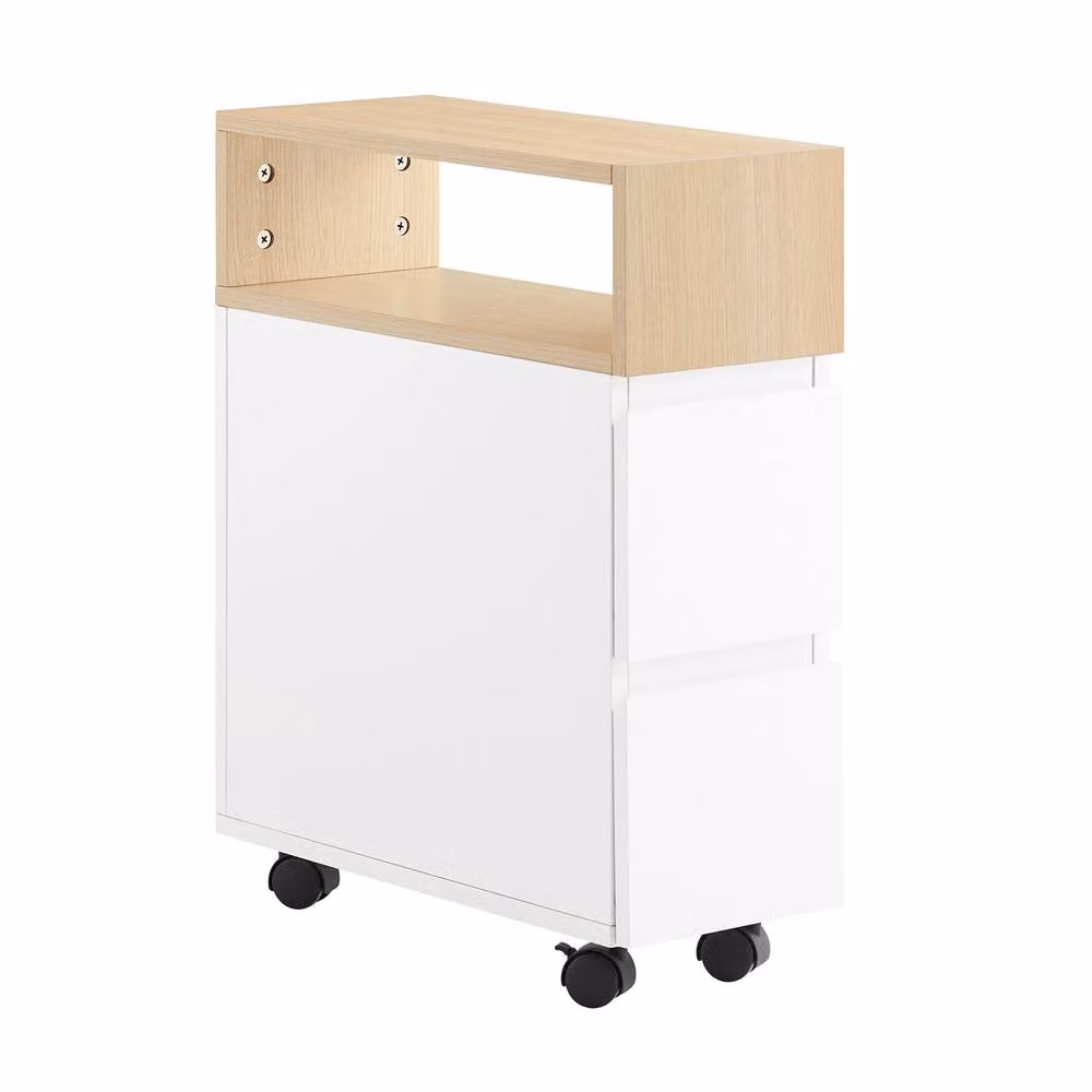 SoBuy Modern White Metal Narrow Side Table with Castors – 2