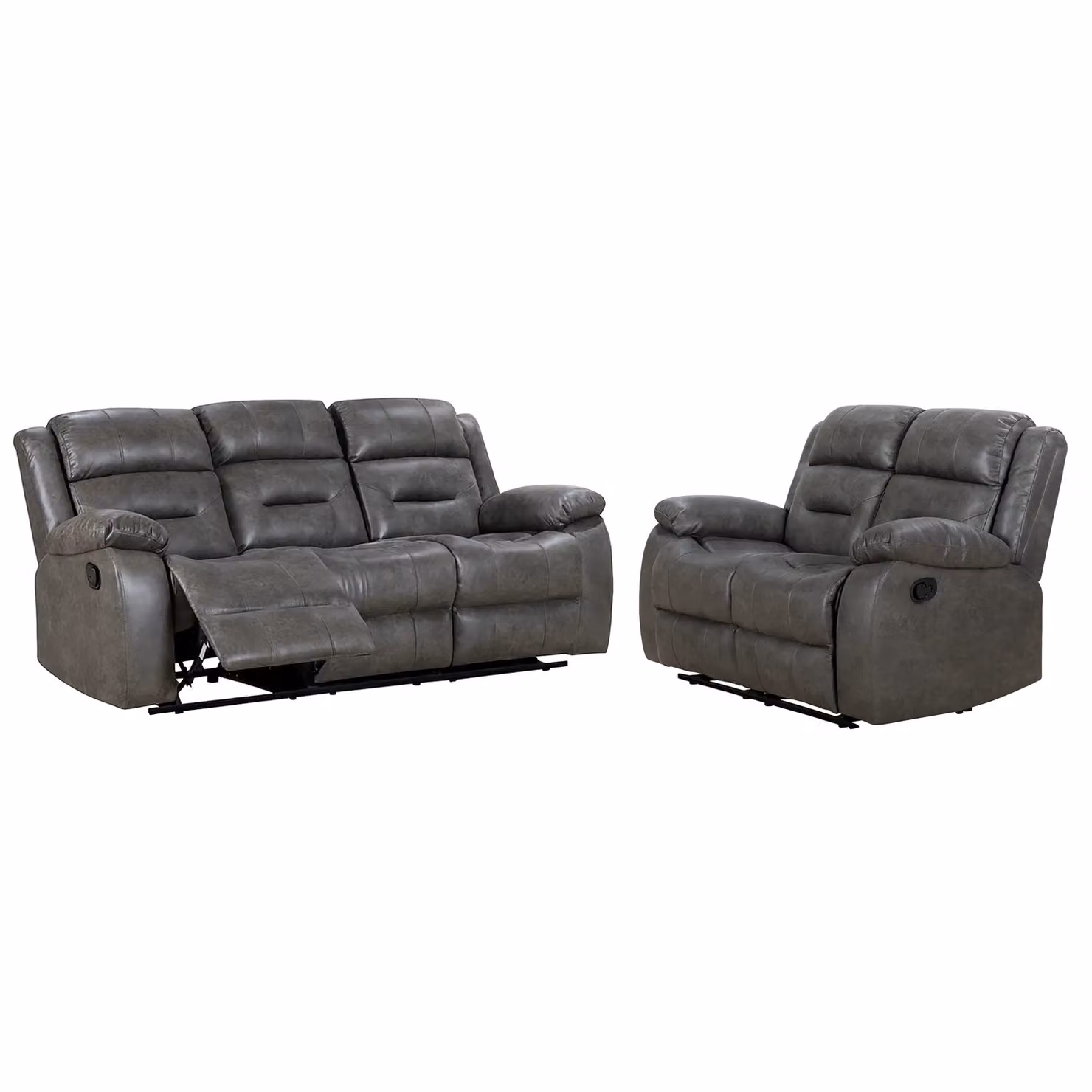 Furnishings For Less UK Monty Grey Fabric Manual Reclining 3 and 2 Seater Sofa Suite – 2