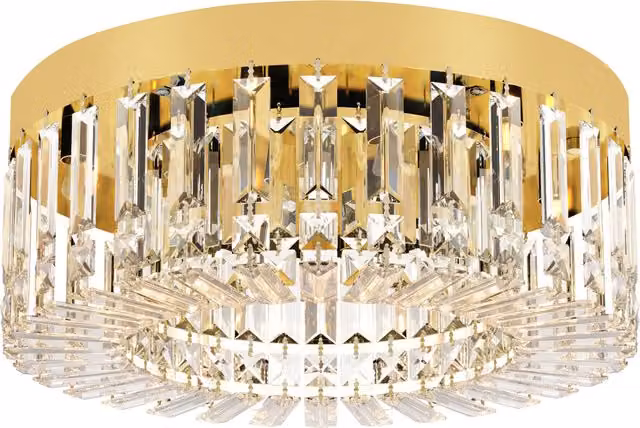 HOMCOM Gold Tone Crystal Chandelier with 160 Glass Pendants and 6-Light Ceiling Design