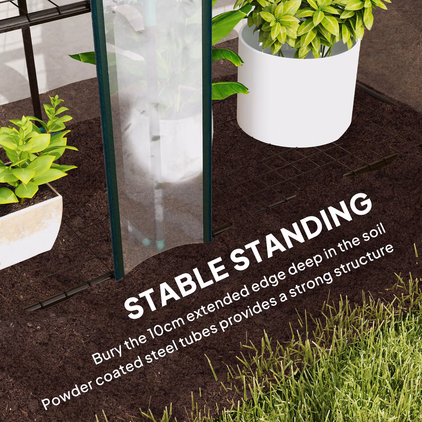 Outsunny 3 Tier Lean-to Mini Greenhouse with Reinforced Plastic Cover and 3 Roll-Up Doors, Clear, W/D/H: 215 x 46 x 151 cm – 4