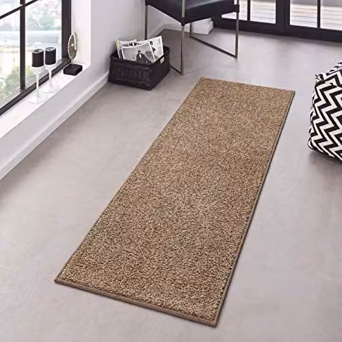 HANSE Home Pure Modern Plain Rectangular Rug, Brown or Beige, W: 80 cm, L: 300 cm