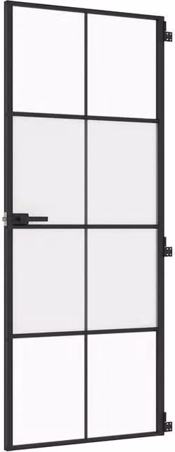 Berkfield Modern Slim Interior Door in Black with Transparent Tempered Glass and Aluminium, W: 83 cm, H: 201.5 cm – 1