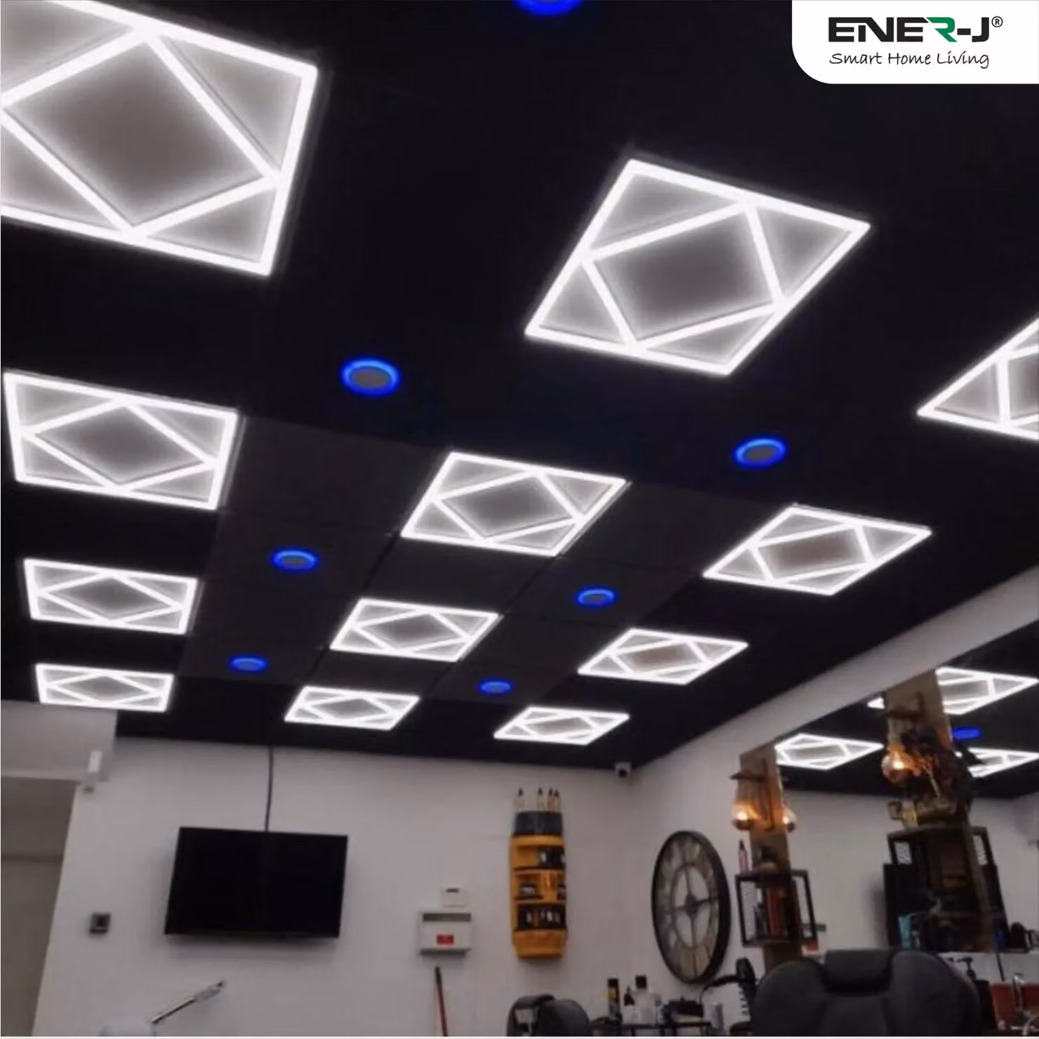 ENER-J Double Square Borderline LED Panel, White, W/D/H: 60 x 60 x 60 mm, 40W, 4000 Lumens, 6000K Cool White – 5