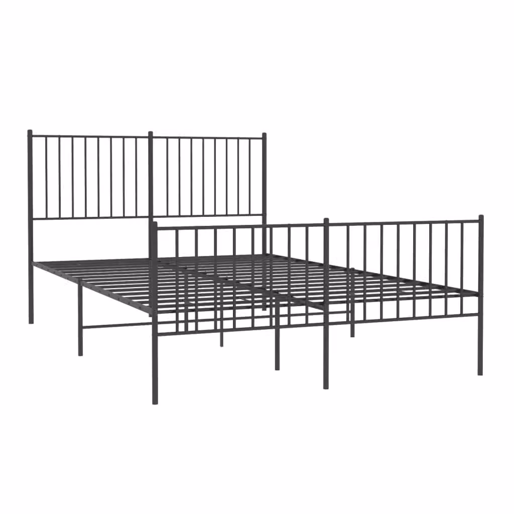 Berkfield Home Metal Bed Frame with Headboard and Footboard in Black, W/D/H: 140 x 190 cm – 2