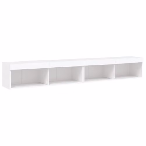 vidaXL Set of 2 Modern Wall-Mounted TV Cabinets with Integrated LED Lights, White, W/D/H: 100 x 30 x 30 cm – 1