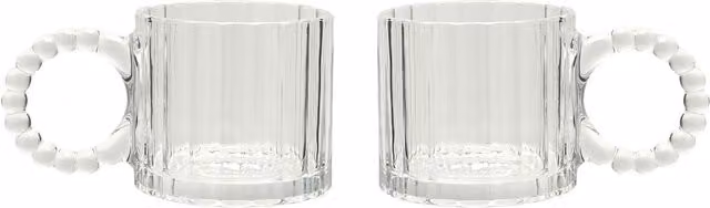Hestia Set of 2 Transparent Glass Mugs with Geometric Bobble Design – 1