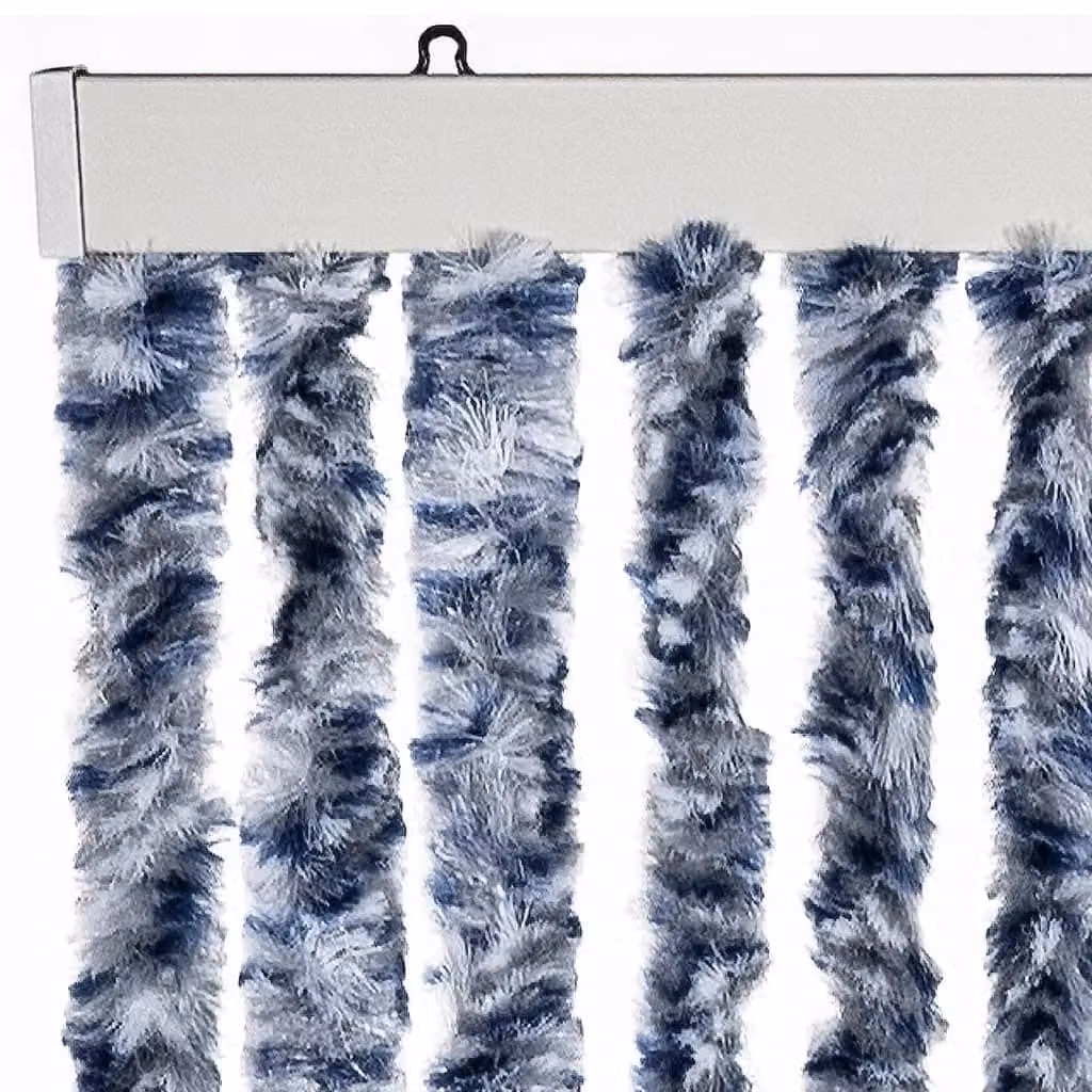 Berkfield Home Blue and White Striped Chenille Insect Curtain, W: 56 cm, H: 200 cm – 3