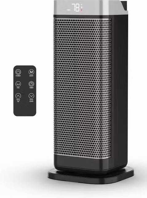 Air Pro 17 inch Portable Ceramic Electric Space Heater with LED Display and Remote Control in Grey – 1