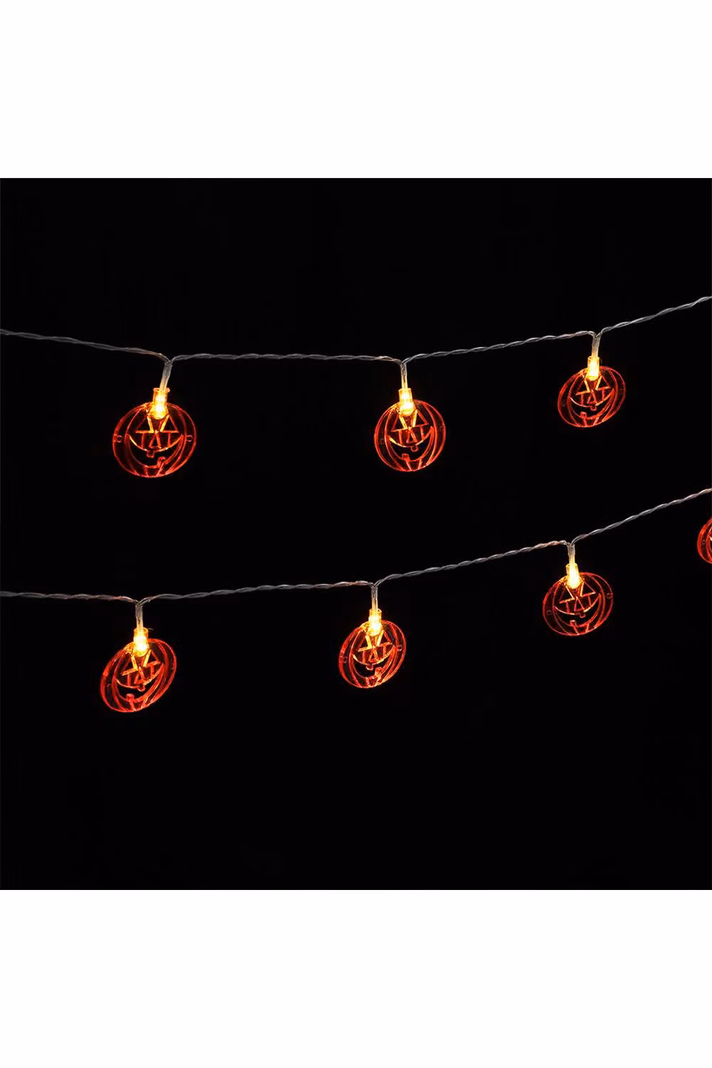 H&O Direct Orange Smiley Pumpkin LED String Lights for Halloween Party Decor, 3m – 6