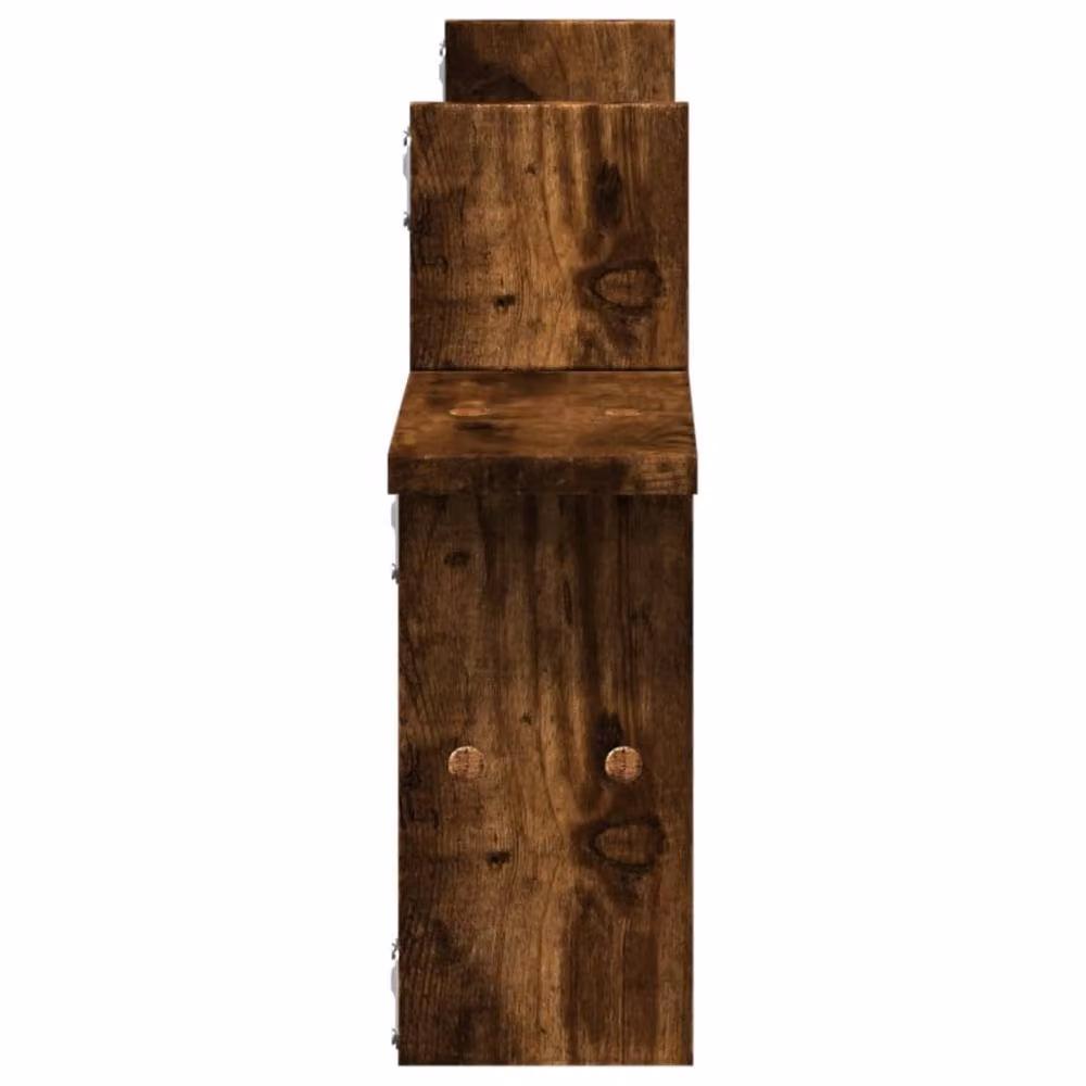 Berkfield Home Set of 2 Wall Mounted Shelves in Smoked Oak Brown, W/D/H: 38 x 12 x 38 cm – 3