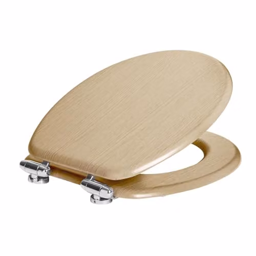 Harbour Housewares Soft Close MDF Wooden Toilet Seat in Brown, Oval Shape, W: 37.5 cm, D: 43.2 cm, H: 3.8 cm – 1