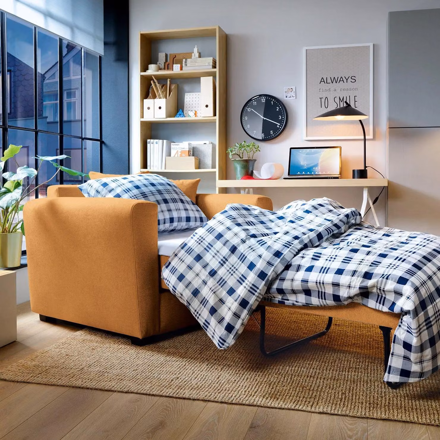 Abakus Direct Olly Single Sofa Bed in Saffron Orange Linen – 2