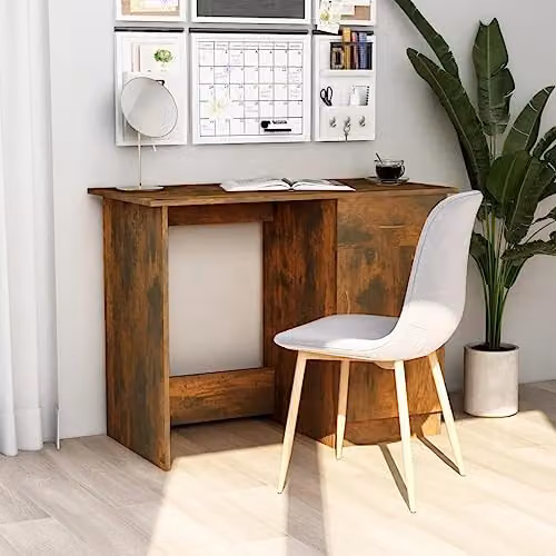 vidaXL Modern Writing Desk in Brown Oak, W/D/H: 100 x 50 x 76 cm – 2