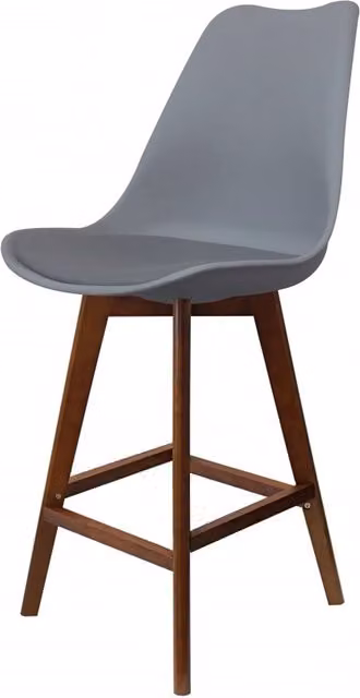 Fusion Living Modern Grey Bar Stool with Wood Legs