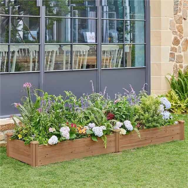 Yaheetech Divisible Wooden Raised Garden Bed in Brown for Vegetable, Herb or Ornamental Gardens