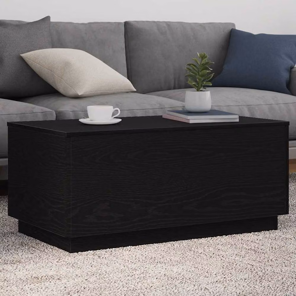 Berkfield Home Modern Coffee Table with LED Lights in Black Oak, W: 90 cm, D: 50 cm, H: 40 cm – 2