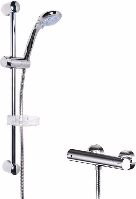 Balterley Thermostatic Bar Valve Multi Function Handset Slider Rail Kit in Silver Chrome