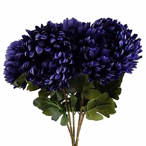 Leaf Design Purple Chrysanthemum Artificial Textile Flowers, Pack of 6, Height: 75 cm – 1