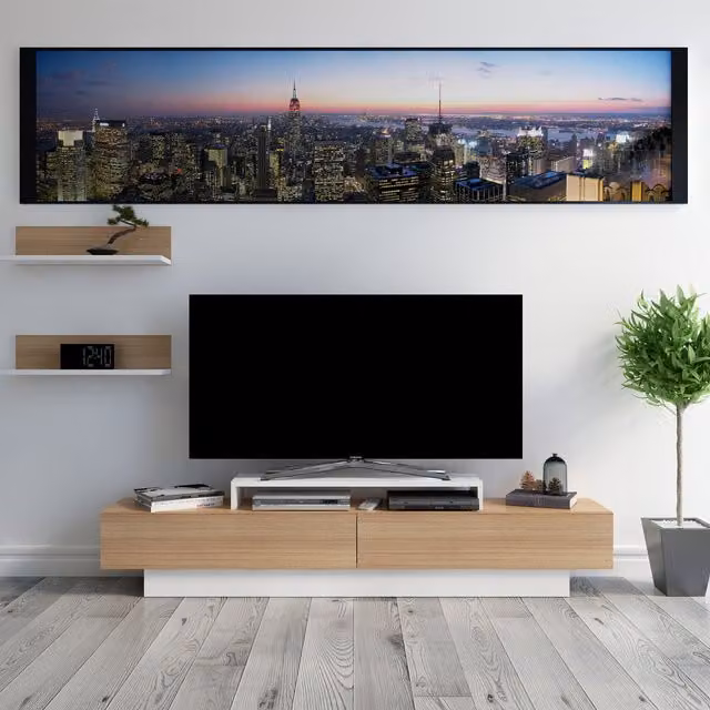 Decorotika Lusi Modern Wood TV Unit in White and Orange, W: 180 cm
