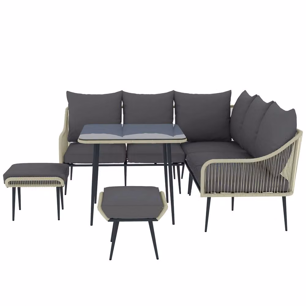 STILVORA 6-Piece Modern Sofa Set with Steel Frame in Grey – 4