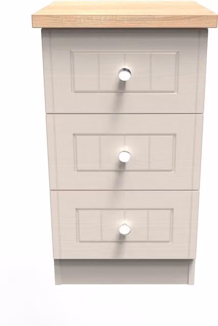 2 U Norton 3 Drawer Bedside Cabinet in Taupe Beige