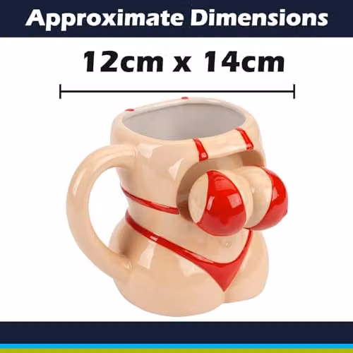 VFM e-Store Shaking Bikini Wobble Mug in Beige, Ceramic, H: 14 cm, W: 12 cm, D: 12 cm – 2