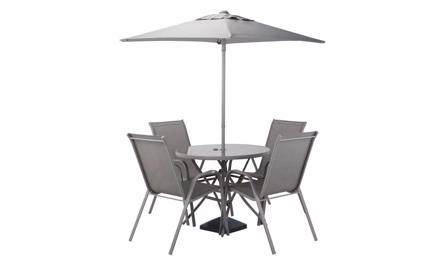 Sicily 4 Seater Grey Metal and Glass Round Patio Dining Set