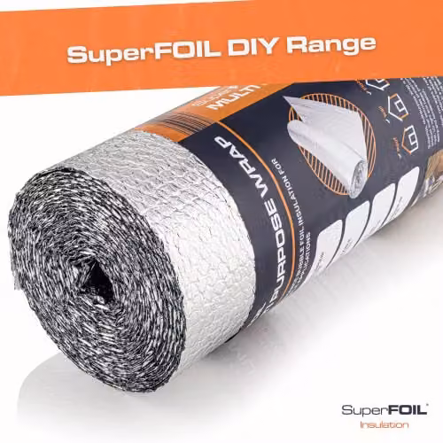 SuperFOIL Silver Bubble Foil Insulation Roll, W: 0.6 m x L: 7.5 m – 4