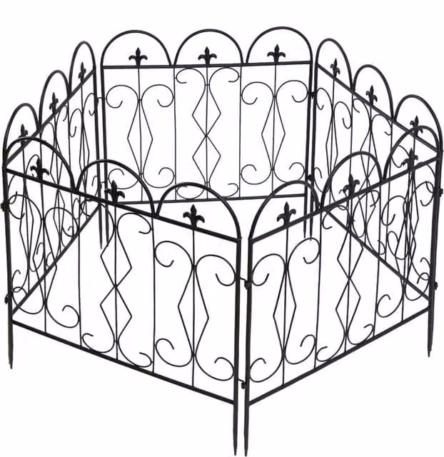 NESTLUNE 5-Piece Rustproof Decorative Metal Garden Fence, Black, W/H: 100 x 100 cm – 1