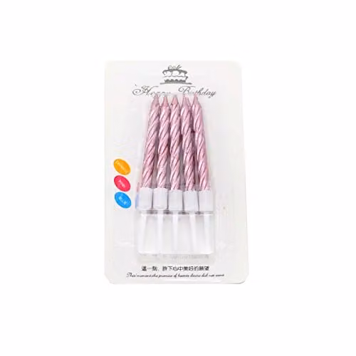 Shatchi Pink Spiral Rose Candles, 10 Pack for Cake Toppers and Party Decorations