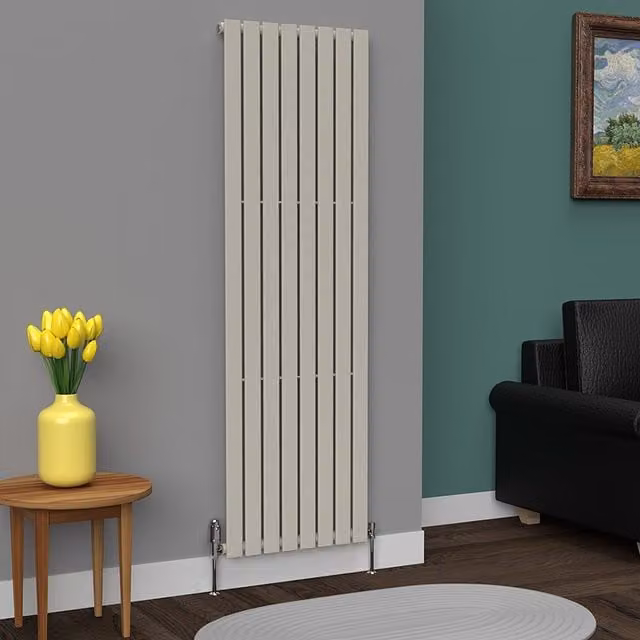 Lux Heat Flat Coloured Vertical Radiator in Dune Grey, H 180 cm x W 56 cm